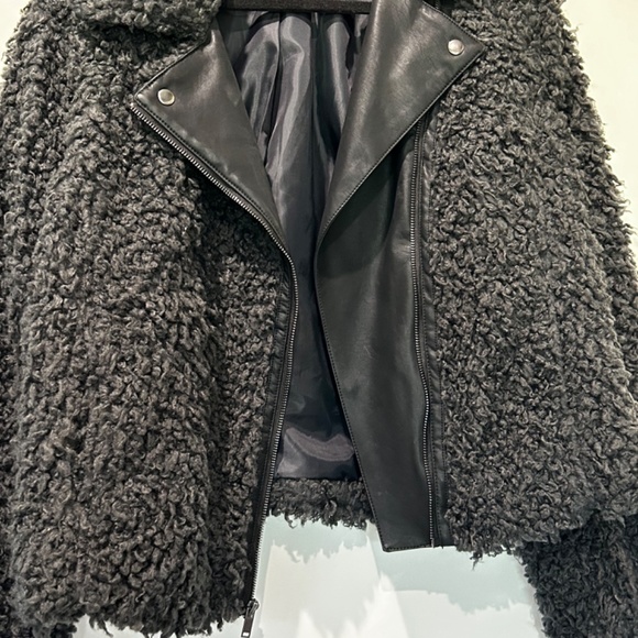 Rock & Republic Moto Style Biker Jacket Fluffy women's size XXL Black faux fur - Picture 4 of 8